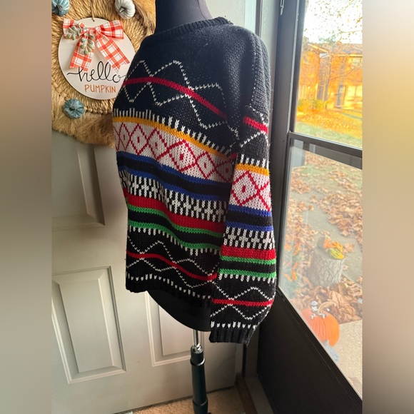 Vintage Hunt Club colorful pattern crewneck sweater, size large - Picture 4 of 8